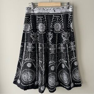City Girl x Nancy Bolen Cotton A-line Black/white Abstract skirt -M-sequins boho